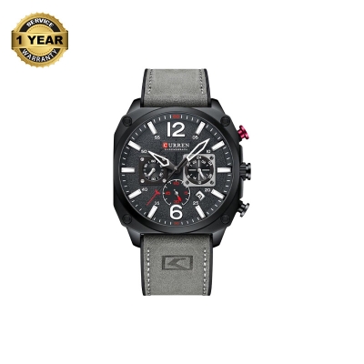 Picture of CURREN 8398 Gray PU Leather Chronograph Watch For Men - Black & Gray