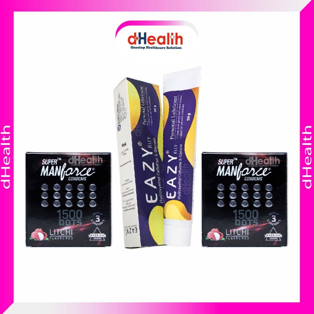 Picture of Manforce Super Litchi 1500 Dotted Condom 2 Pack (6pcs) & 1 Eazy Jelly 50gm Combo