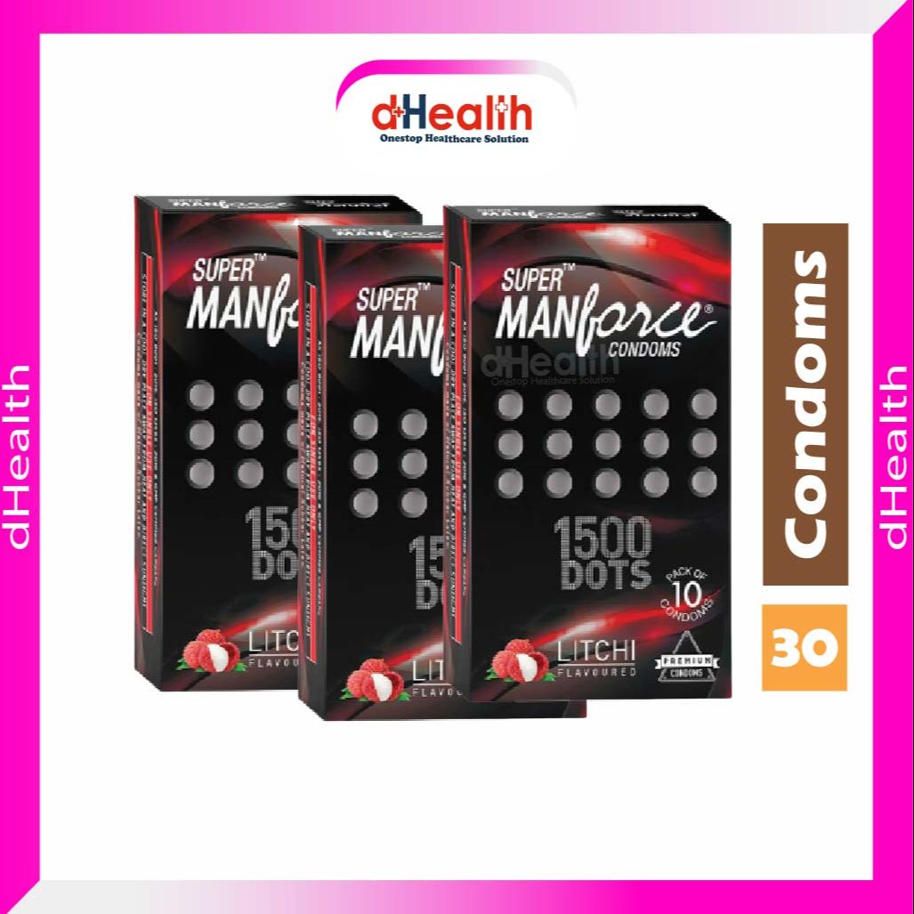 Picture of Manforce Super Litchi 1500 Dotted Condom 3's Combo Pack of 10's (10x3 - 30 pcs)