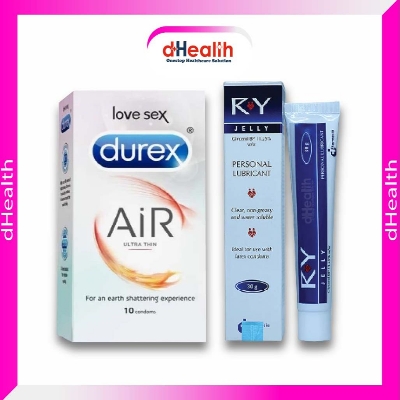 Picture of Durex Air Ultra Thin Condoms - 10 Pcs Pack (India) & RY Jelly, 30g Personal lubricant Combo