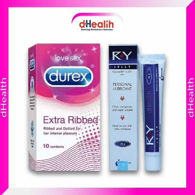 Picture of Durex Extra Ribbed Condoms 10 Pcs Pack (India) & RY Jelly Personal lubricant 30g Combo