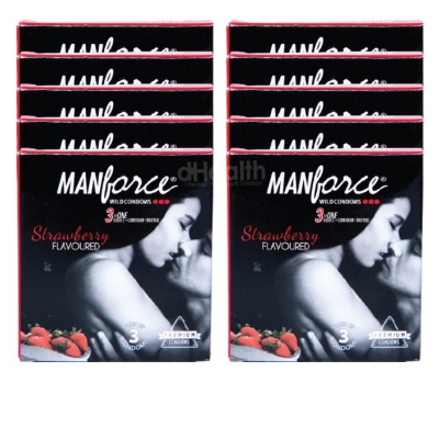 Picture of Manforce 1500 Dodotted Strawberry Flavoured Xotic Condom 10's Combo pack (3x10=30 pcs)