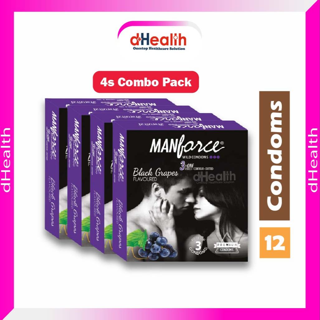 Picture of Manforce Black Grape Condom 4's Combo pack (3x4=12 pcs)