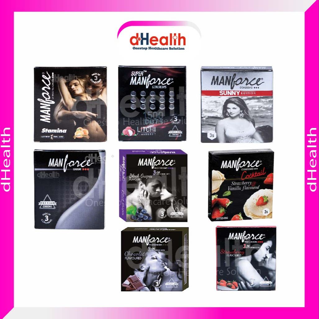 Picture of Manforce 1 pack of Premium , Stamina, Sunny, Super Litchi, Black Grape, Chocolate, Cocktail & Strawberry Condom Combo Pack (3x8 =24 pcs Condom)