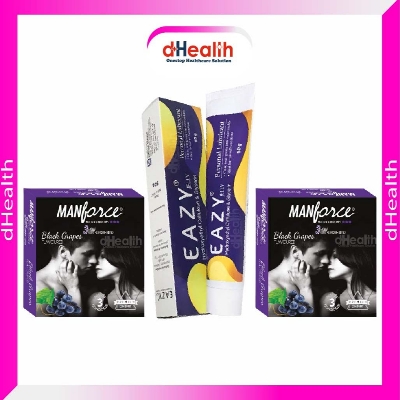 Picture of Eazy Jelly 50gm 1 Pc & Manforce Black Grape Condom 2 Pack (6pcs)