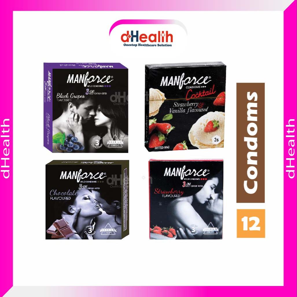 Picture of Manforce Black Grape , Chocolate Flavour, Cocktail & Strawberry Flavoured Condom Combo Pack (3x4 =12 pcs Condom)