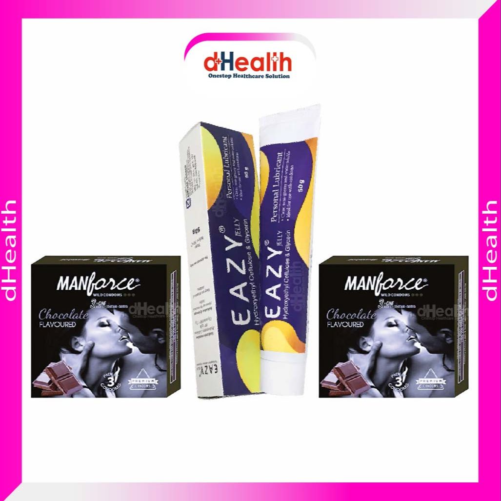 Picture of Eazy Jelly 50gm 1 Pc & Manforce Chocolate Condom 2 Pack (6pcs)