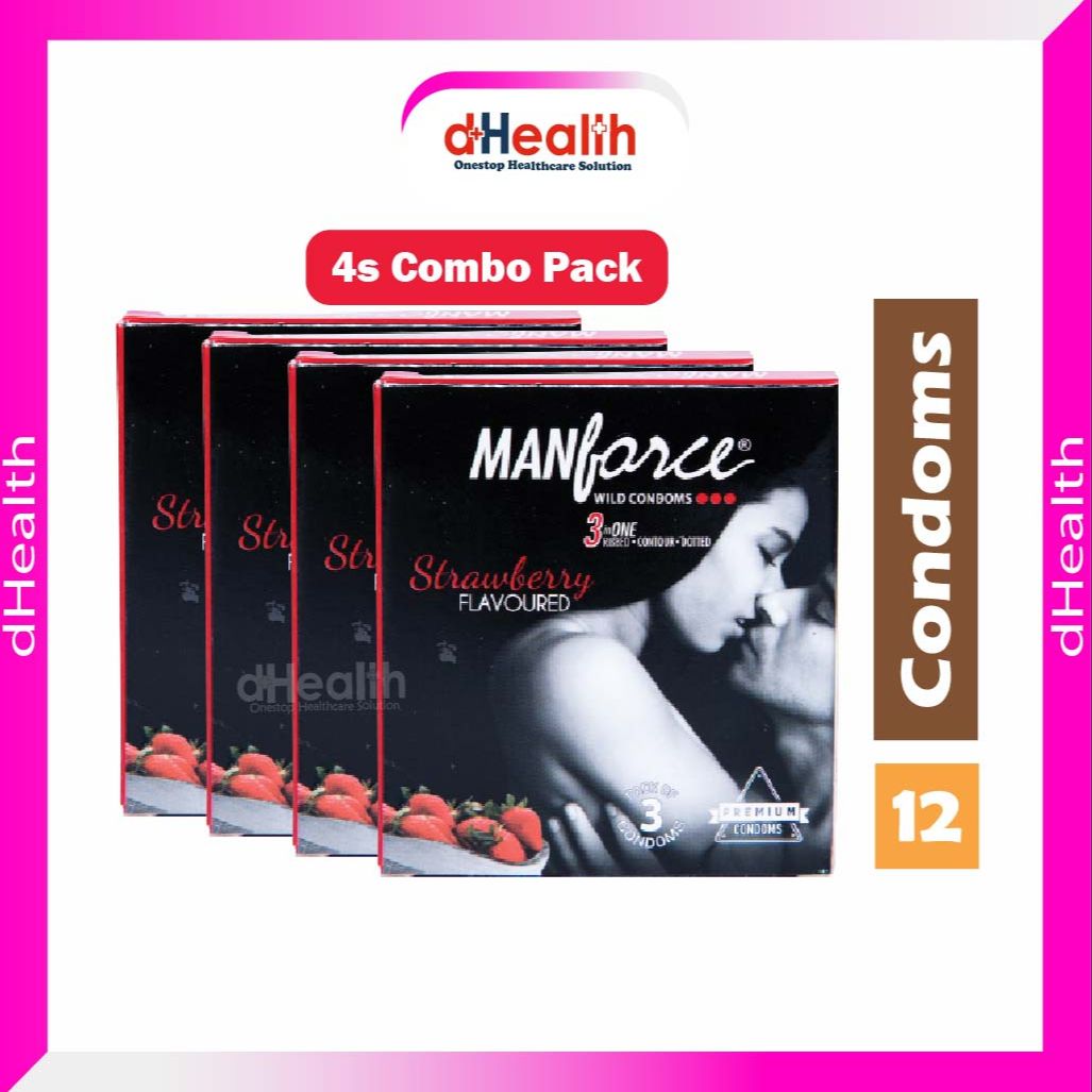 Picture of Manforce Strawberry Condom 4's Combo pack (3x4=12 pcs)