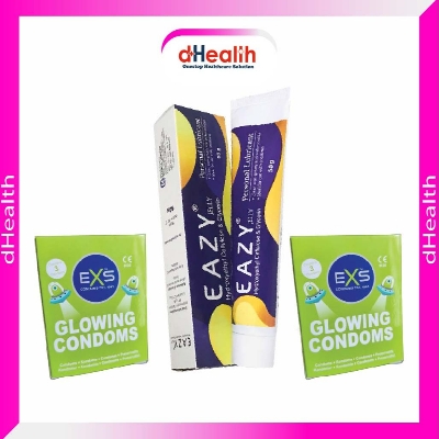 Picture of Eazy Jelly 50gm 1Pc & EXS Glow in the Dark Condom 2 Pack (6pcs) Combo Pack