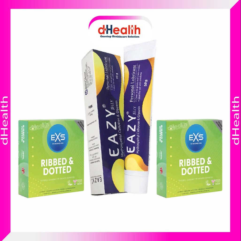 Picture of Eazy Jelly 50gm 1 Pc & Comfy Fit Condom  Ribbed & Dotted 2 Pack (6pcs)  Combo Pack