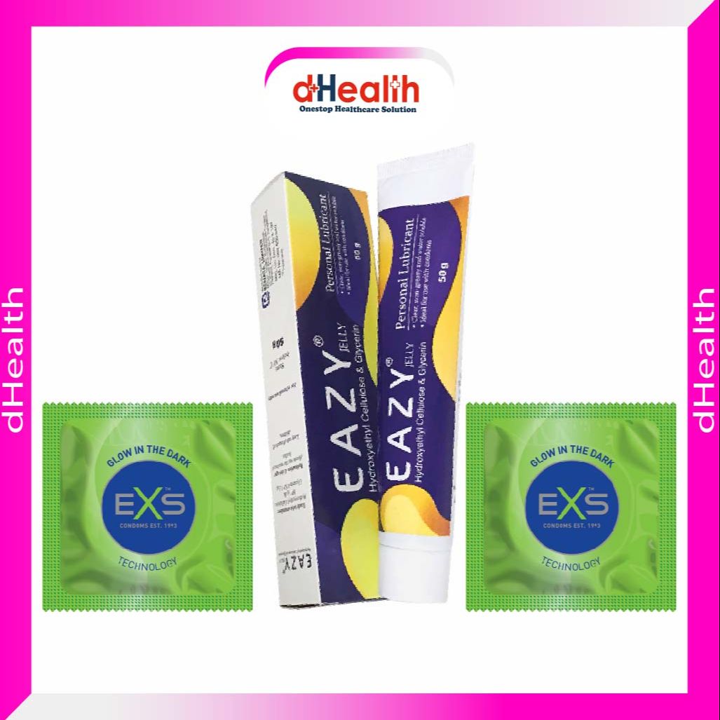 Picture of EXS Glow in the Dark Condom 2 Pack (6pcs) & Eazy Jelly 50gm 1 pc