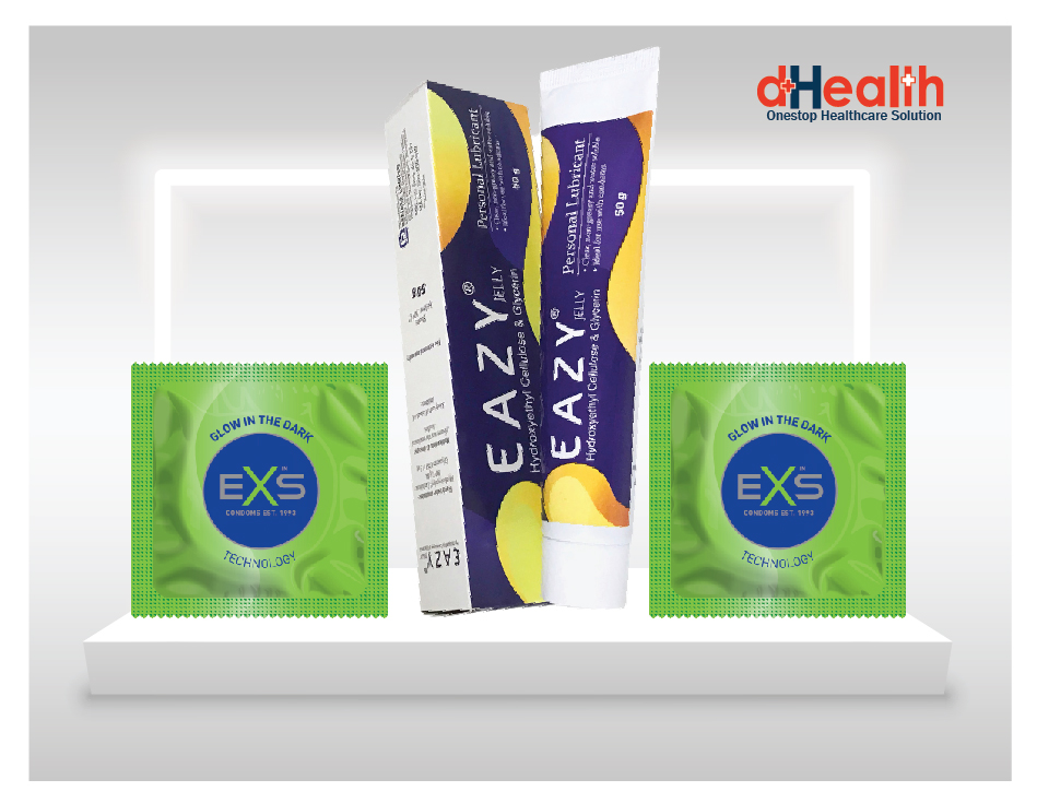 Picture of EXS Glow in the Dark Condom 2 Pack (6pcs) & Eazy Jelly 50gm 1 pc