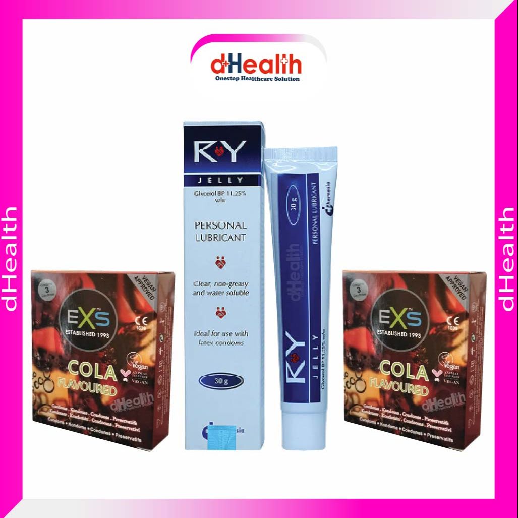 Picture of RY Jelly 30gm 1 Pc & EXS Cola Flavoured Condom 2 Pack (6pcs) Combo Pack