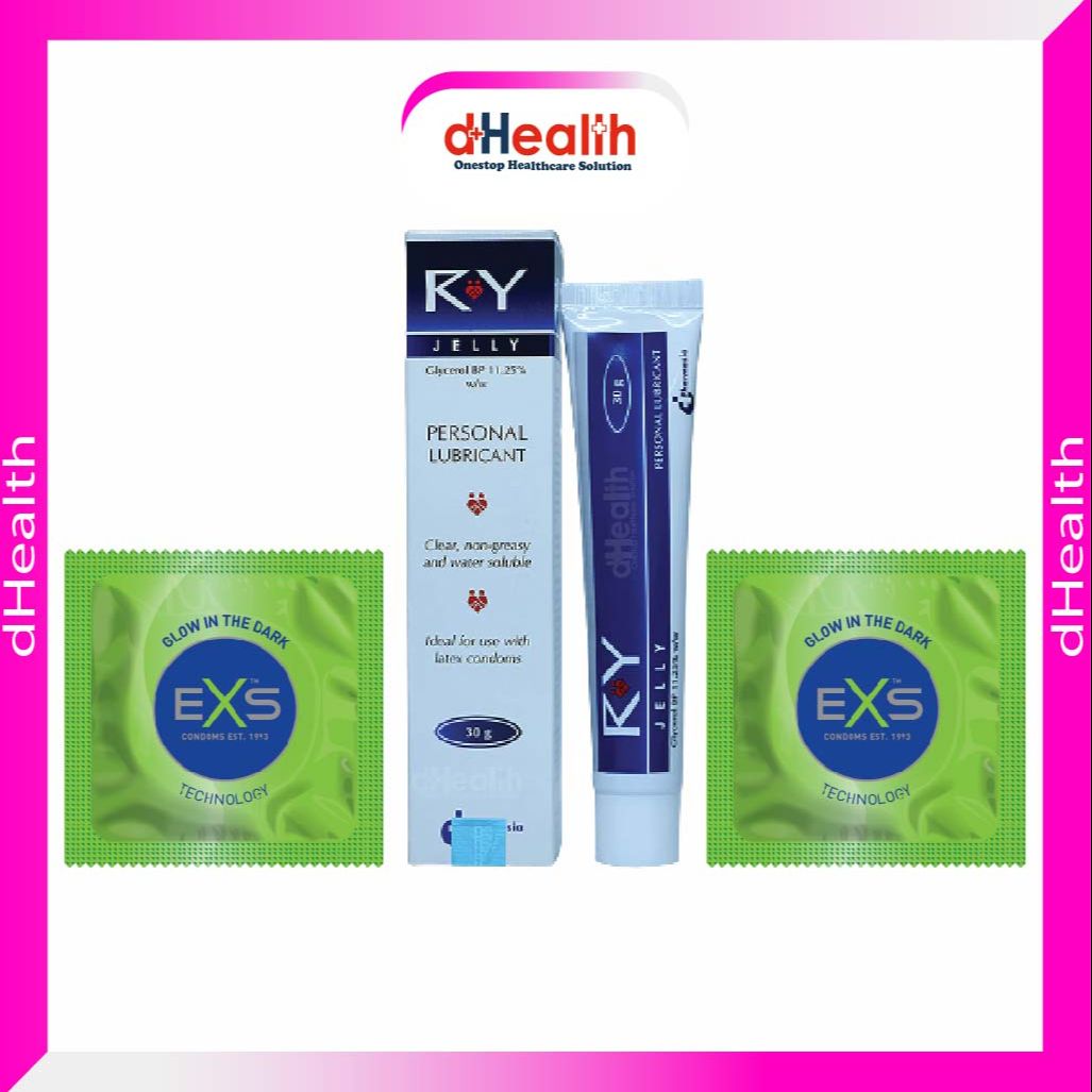 Picture of EXS Glow in the Dark Condom 2 Pack (6pcs) & RY Jelly 30gm 1 Pc