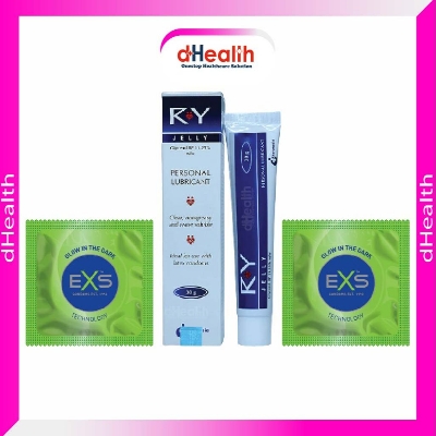 Picture of EXS Glow in the Dark Condom 2 Pack (6pcs) & RY Jelly 30gm 1 Pc
