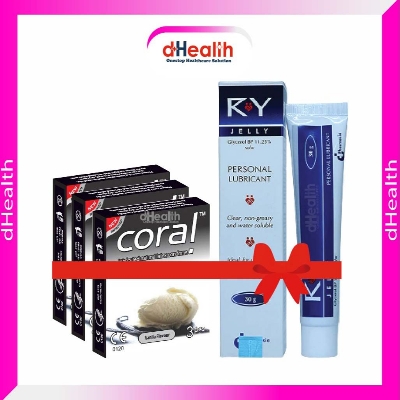 Picture of Coral Vanilla Flavor Condom 3 Pack & RY Jelly 30gm 1 Pc Combo