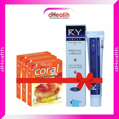 Picture of Coral 3 Fruits flavor Condom 3 Pack & RY Jelly Personal Lubricant 30gm 1 Pc Combo Pack