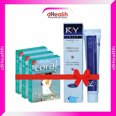 Picture of Coral Ultra Thin Extra Time Condom 3 Pack & RY Jelly 30gm Combo Pack