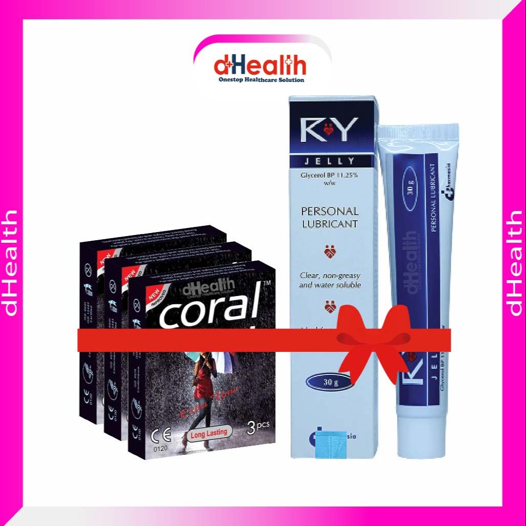 Picture of Coral Extra Time Long Lasting Condom 3 Pack & RY Jelly 30gm 1 Pack Combo Pack