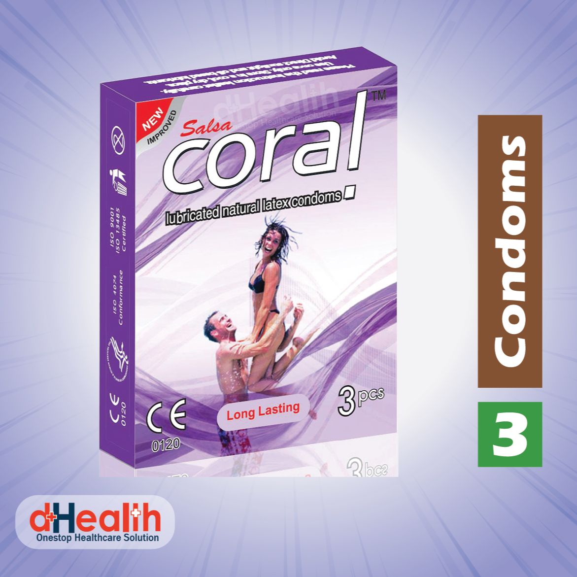 Picture of Coral Long Lasting Condom 3 Pack & RY Jelly 30gm 1 Pc Combo