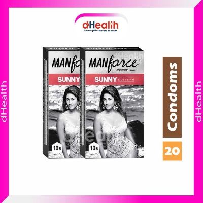 Picture of Manforce Sunny Edition Ribbed & Dotted Condom 2's Combo Pack of 10's (10x2=20 pcs)