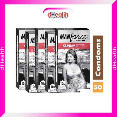 Picture of Manforce Sunny Edition Ribbed & Dotted Condom 5's Combo Pack of 10's (10x5=50 pcs)