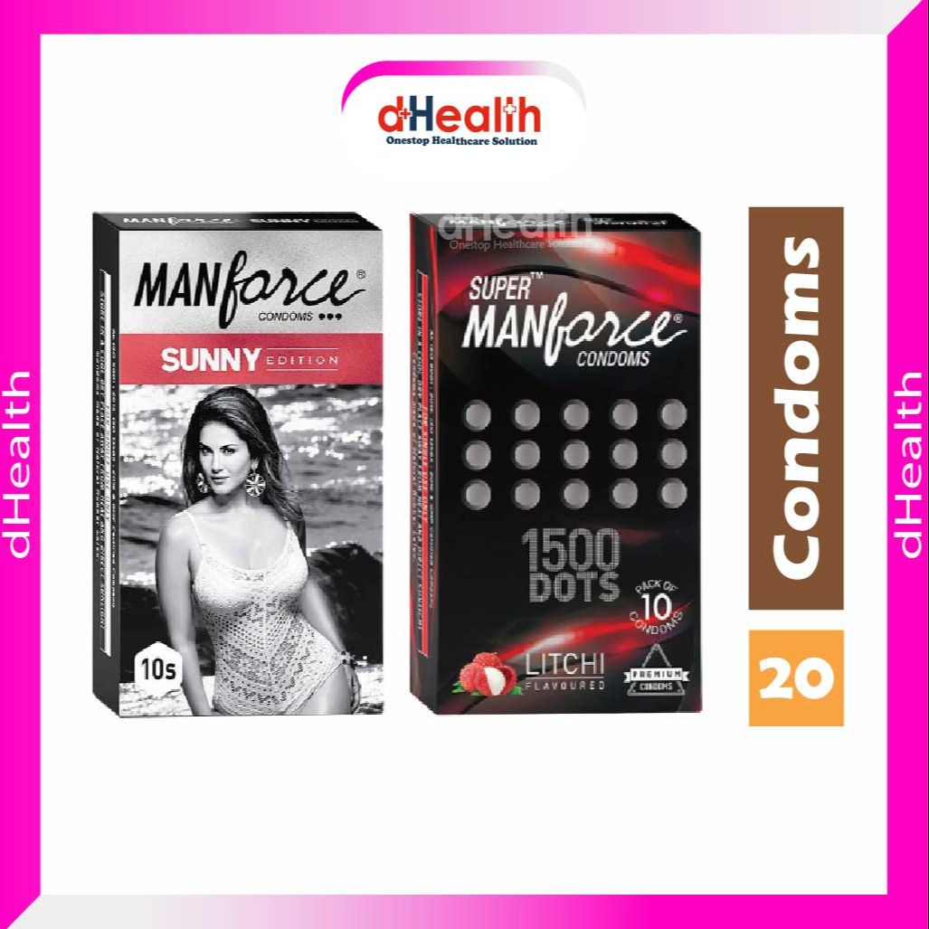 Picture of Manforce Sunny Edition 10's & Super Litchi 1500 Dotted 10's Combo Pack (10x2 = 20 pcs Condom
