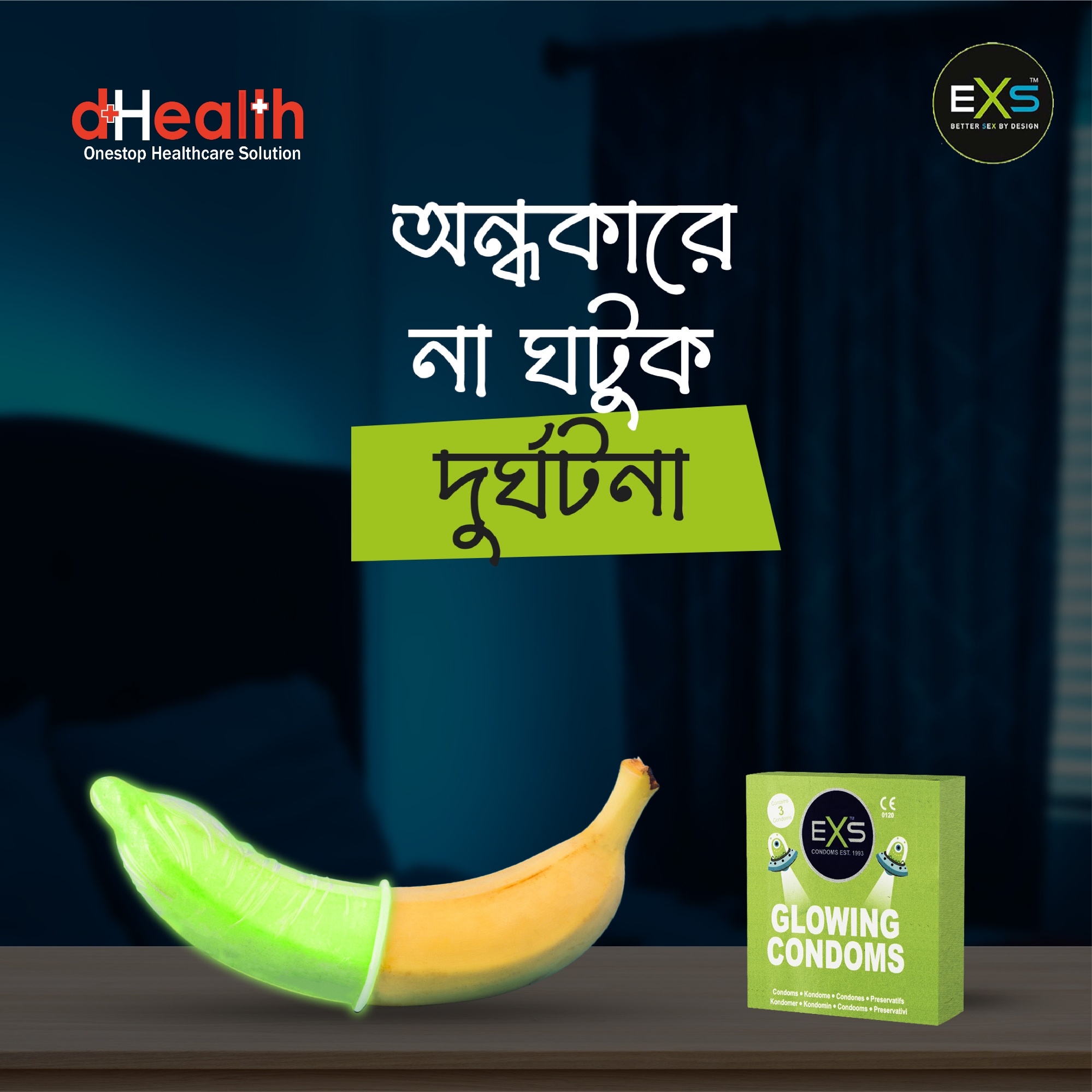 Picture of EXS Glow in the Dark Condom Full Box / 10's Pack 3x10=30pcs (Made in UK)