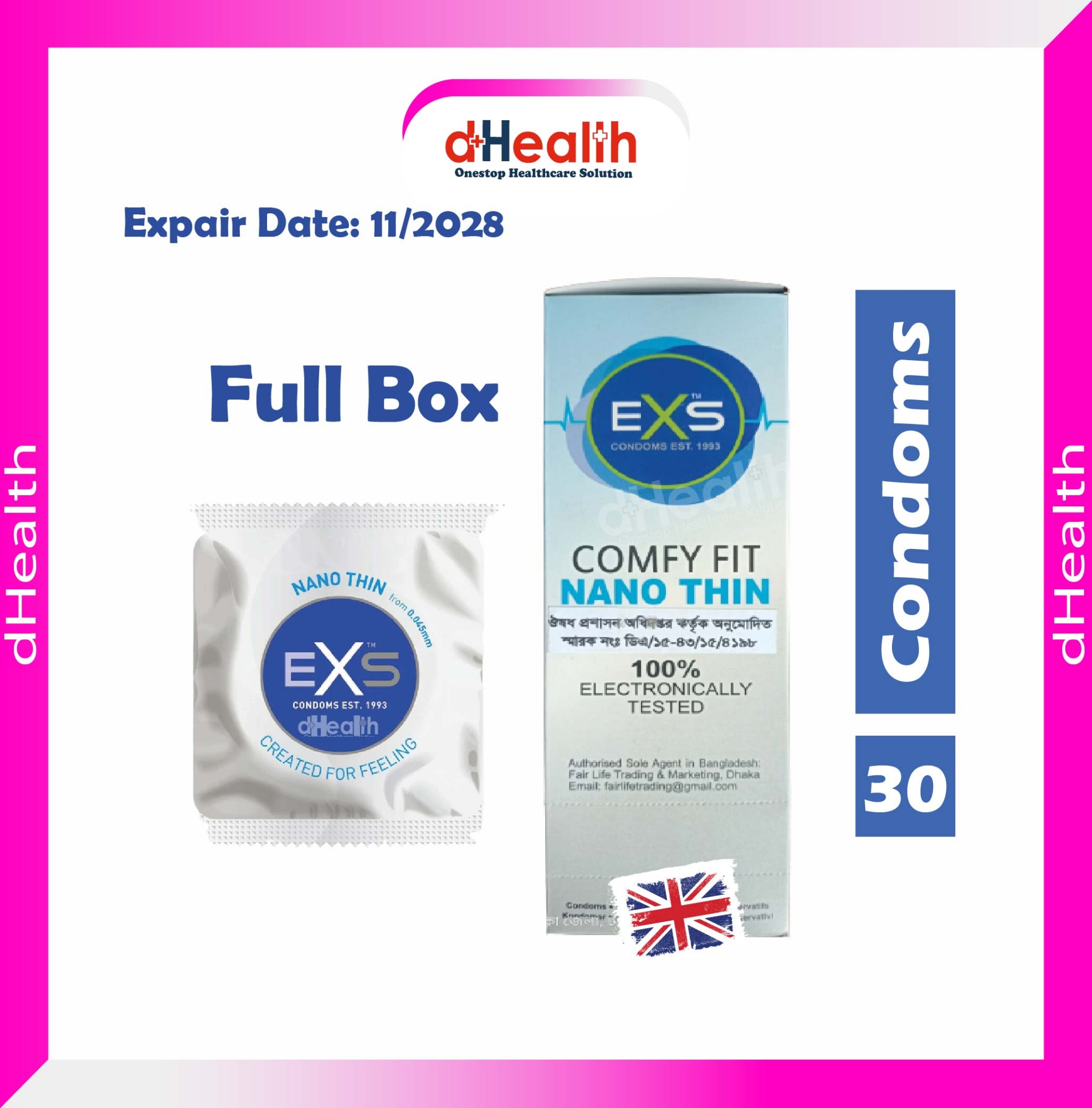 Picture of EXS Nano Thin Condom Full Box -10 Packet
