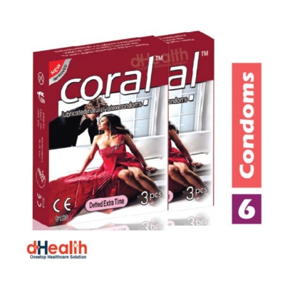 Picture of Coral Dotted Extra Time Condom 2's Combo Pack, 6 Pcs