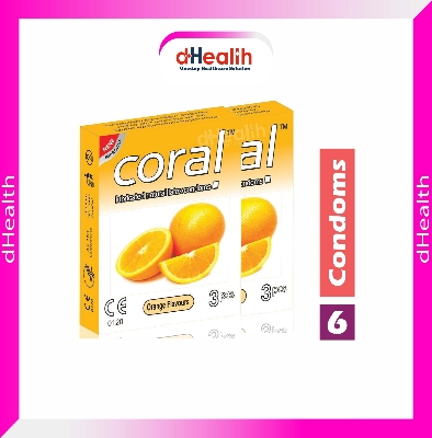 Picture of Coral Orange Flavor Condom 2's Combo Pack, 6 Pcs