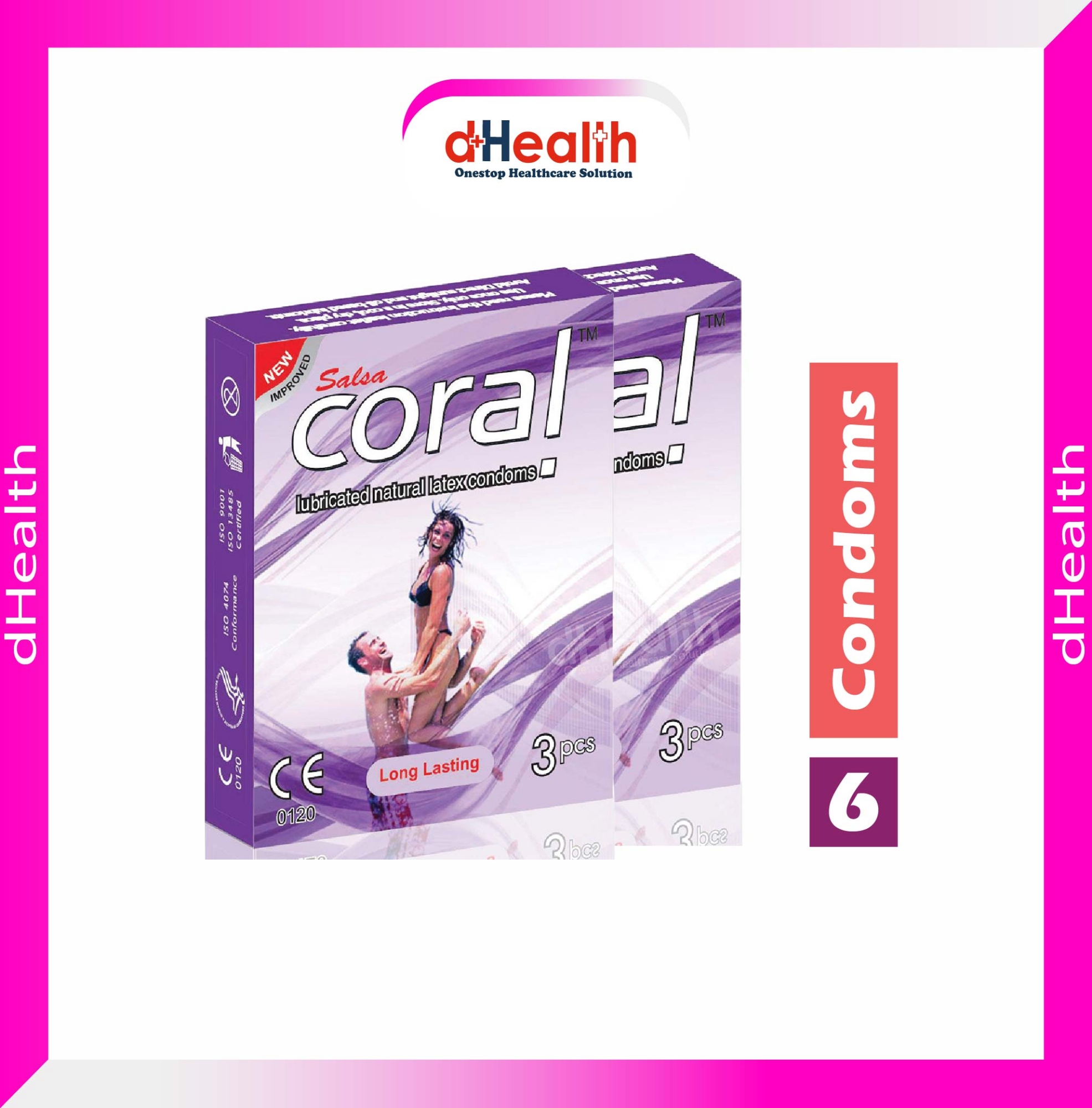 Picture of Coral Long Lasting Condom 2's Combo Pack, 6 Pcs
