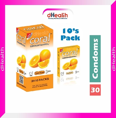 Picture of Coral Orange Flavor Condom Full Box / 10's Pack (30 Pcs)