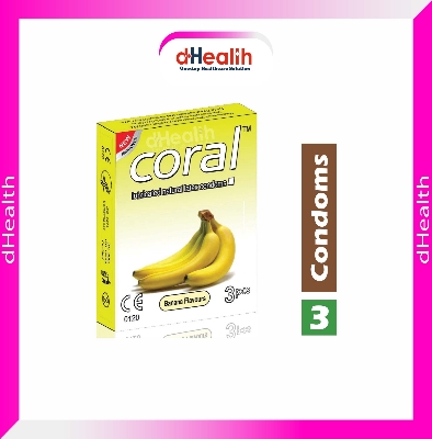 Picture of Coral Banana Flavor Condom Single Pack, 3 Pcs