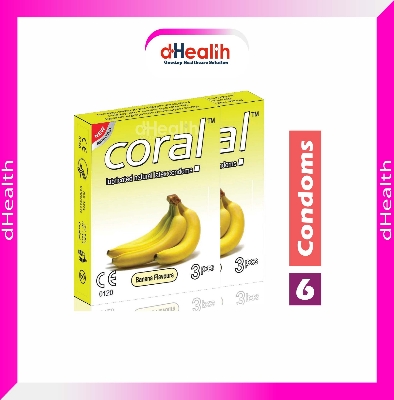 Picture of Coral Banana Flavor Condom 2's Combo Pack, 6 Pcs