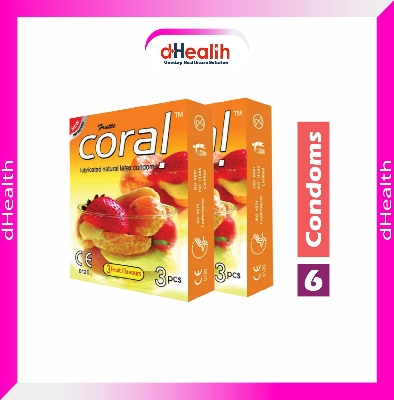 Picture of Coral 3 Fruits Flavor Condom 2's Combo Pack, 6 Pcs