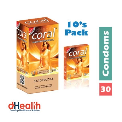 Picture of Coral 3 Fruits Girl Flavor Condom Full Box / 10's Pack (30 Pcs)