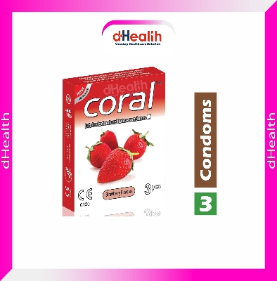 Picture of Coral Strawberry Flavor Condom Single Pack, 3 Pcs