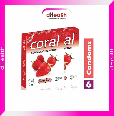 Picture of Coral Strawberry Flavor Condom 2's Combo Pack, 6 Pcs