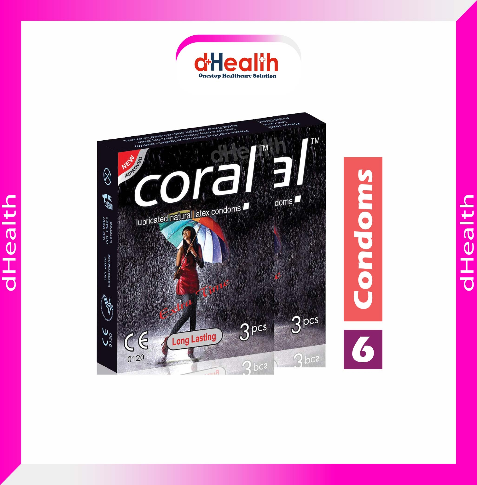 Picture of Coral Extra Time / Long Lasting Condom 2's Combo Pack, 6 Pcs