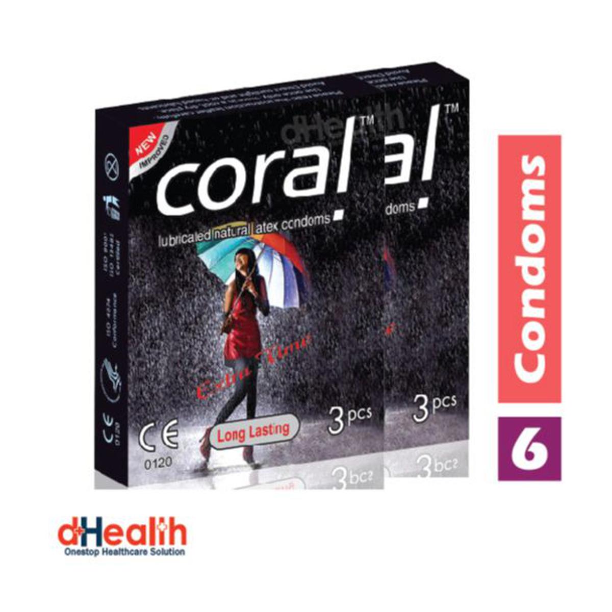 Picture of Coral Extra Time / Long Lasting Condom 2's Combo Pack, 6 Pcs