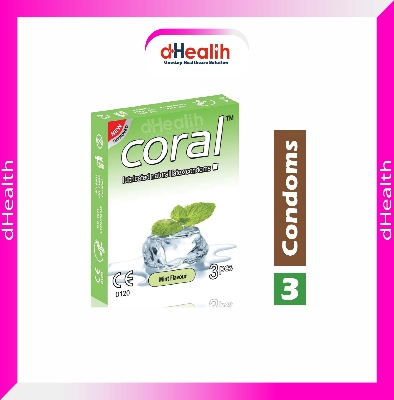 Picture of Coral mint flavor condom Condom Single Pack, 3 Pcs