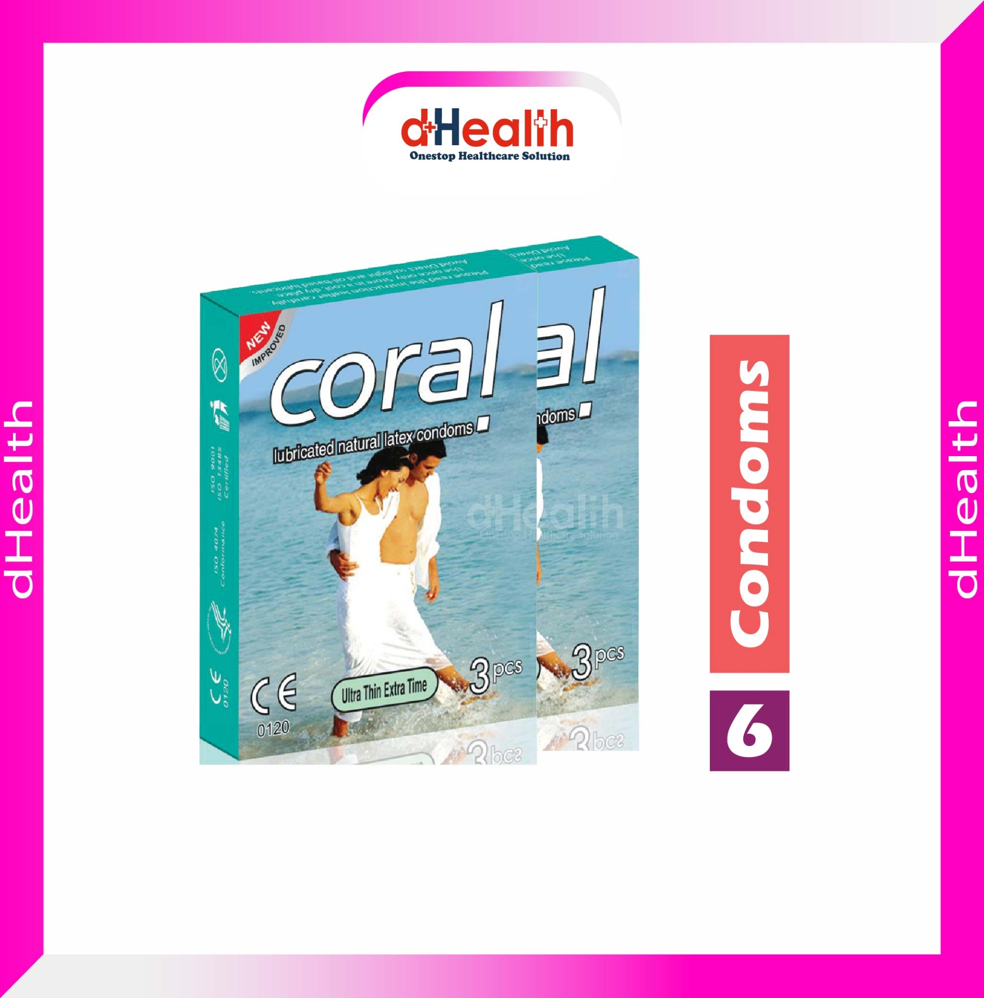 Picture of Coral Ultra Thin Extra Time Condom 2's Combo Pack, 6 Pcs