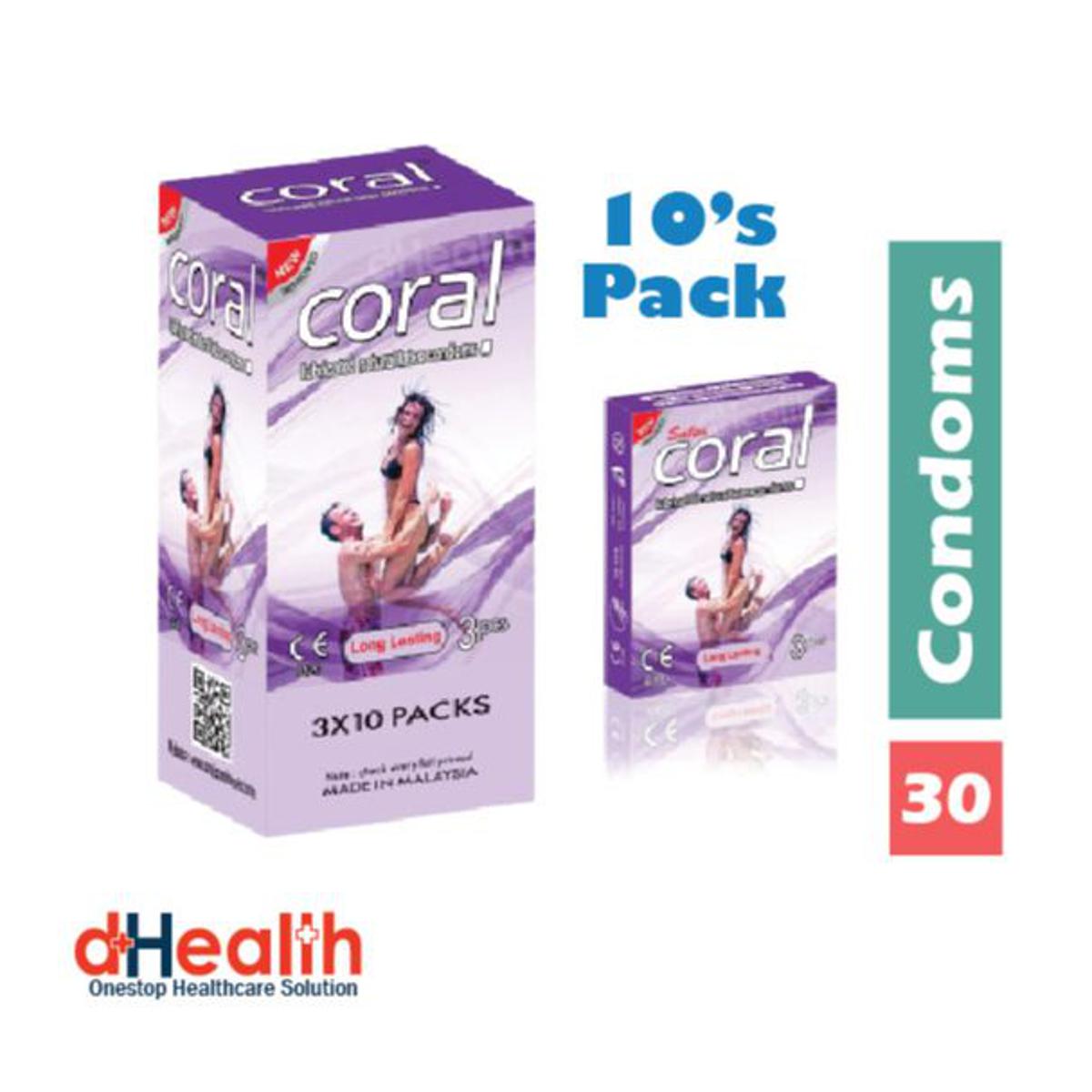 Picture of Coral Long Lasting Condom Full Box / 10's Pack (30 Pcs)