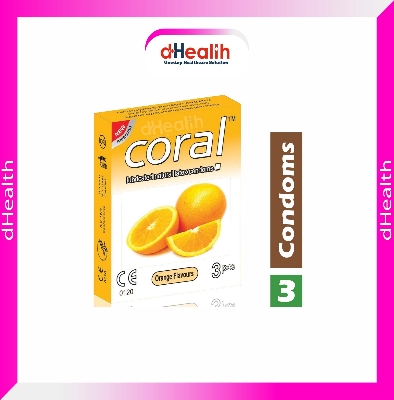 Picture of Coral Orange Flavor Condom Single Pack, 3 Pcs
