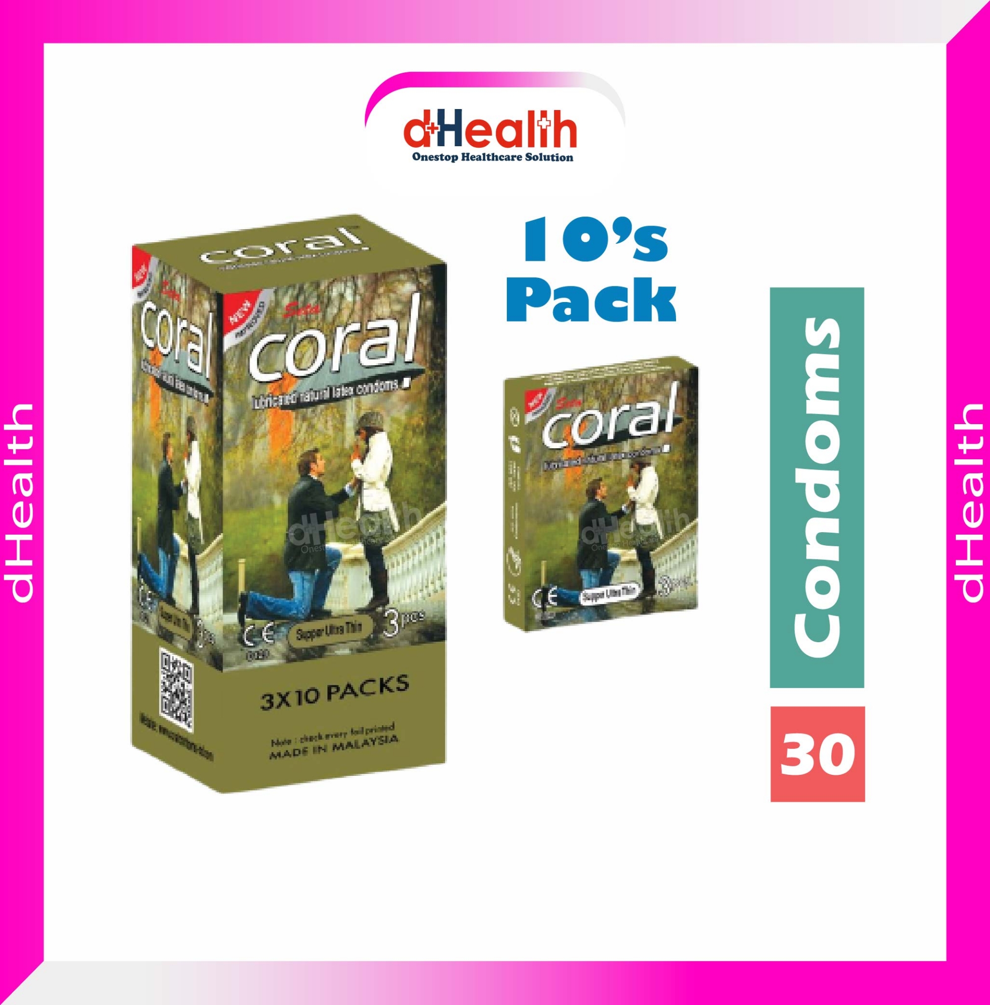 Picture of Coral Supper Ultra Thin Condom Full Box / 10'S Pack (30 Pcs)