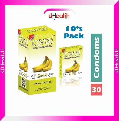 Picture of Coral Banana Flavor Condom Full Box /10's Pack (30 Pcs)