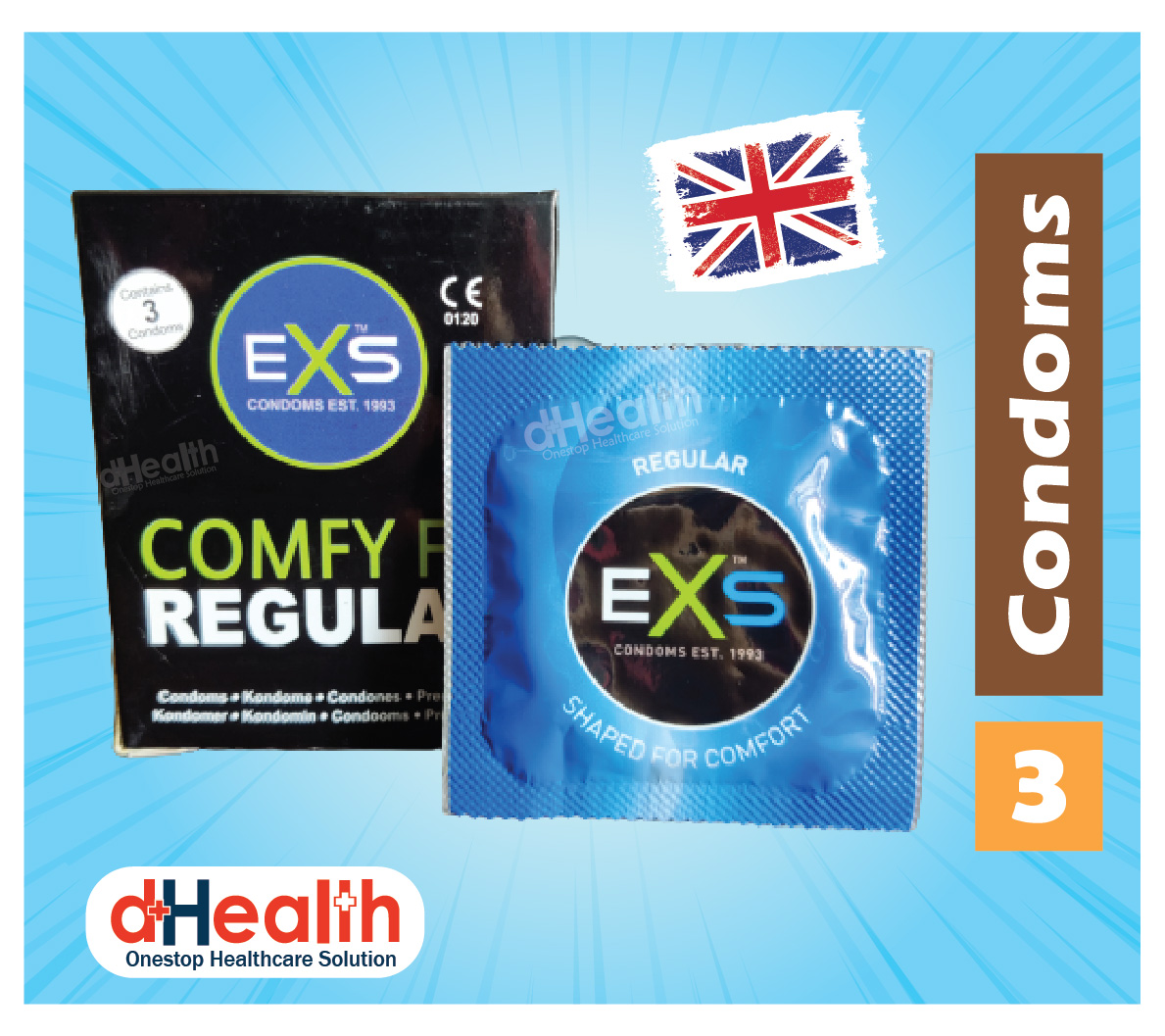 Picture of EXS 2's Regular Condom & 1 EXS Spray 50ml (UK) Combo Pack