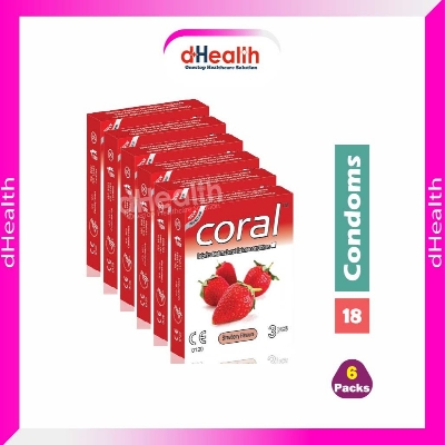 Picture of Coral Strawberry Flavor Condom 6's Pack (18 Pcs)