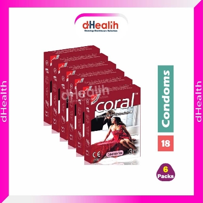 Picture of Coral Dotted Extra Time Condom 6's Pack (18 Pcs)